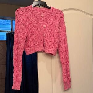 Pink Cable Knit Women's Sweater